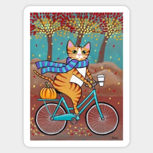 Ginger Autumn Bicycle Ride Sticker